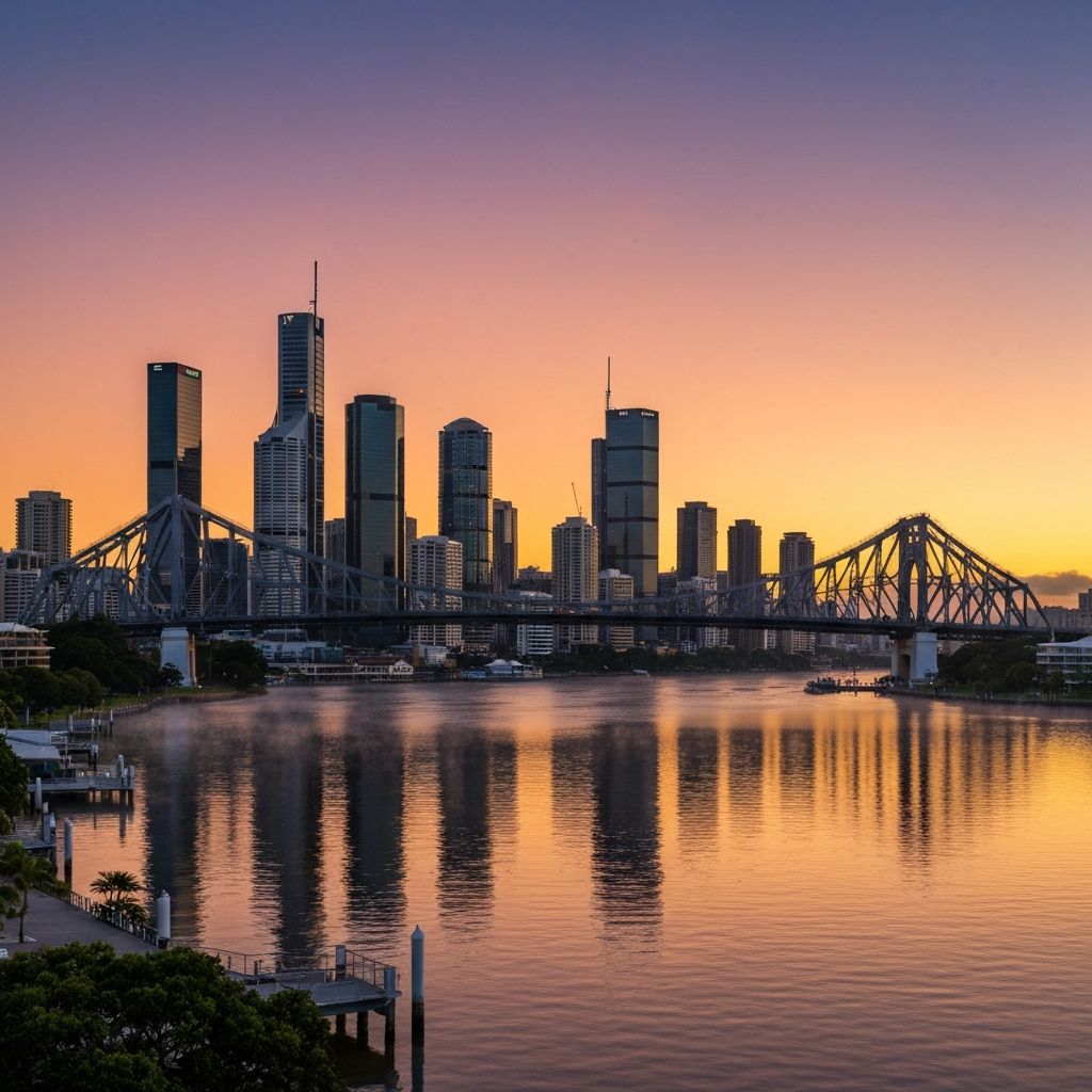 Brisbane skyline at sunrise